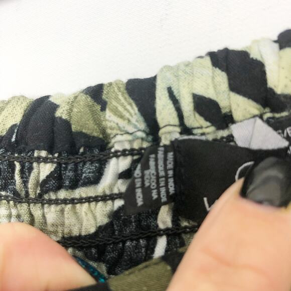 Volcom Womens Coco Pants XS Green Black Leaf Print Belt High Rise Pull On NWOT - Picture 10 of 14